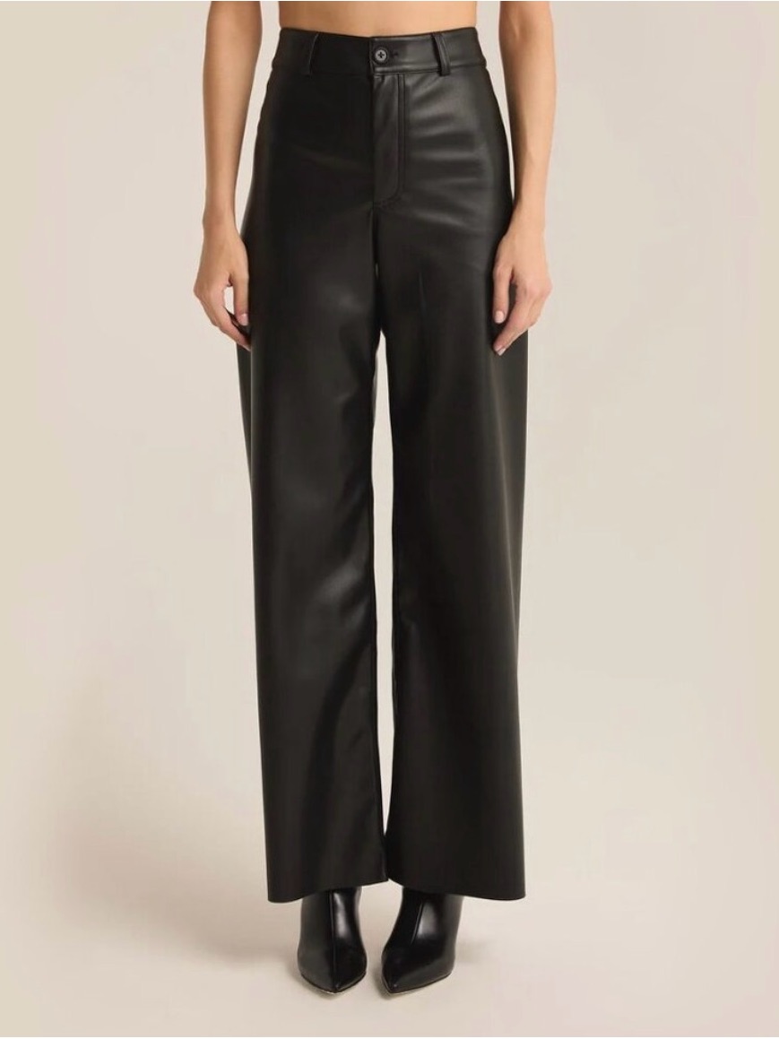 Z Supply Black Wide-Leg Faux Leather Pants